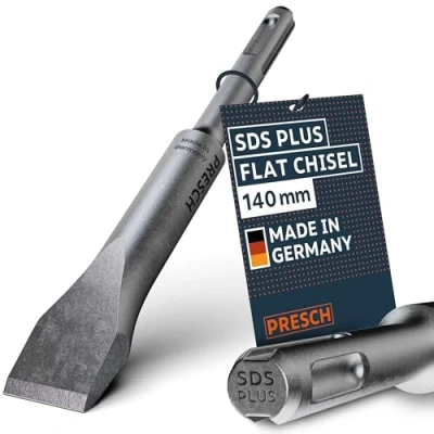 Image of Presch SDS Plus Flat Chisel Extremely Robust, Durable 20mm Wide Cutting Edge for All Demolition Work (140mm Length) Rotary Hammer Made of high Performance Steel Powerful impacts