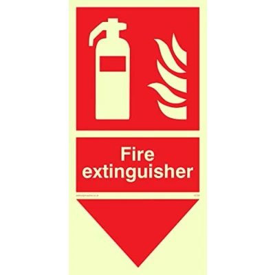 Image of Viking Signs FZ339 P12 PV &quot;Fire Extinguisher Here&quot; Sign, Photo luminescent, Sticker, 200 mm H x 100 W
