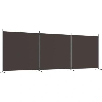 Image of vidaXL 3 Panel Room Divider Brown 525x180 cm Fabric