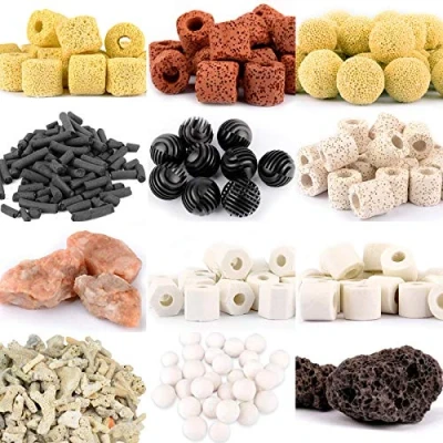 Image of Mei Ting Aquarium Filter Media Bio Balls Ceramic Rings 12 in 1 Fish Tank Pond Ring 500g Mesh Bag with Zipper x 2 packs