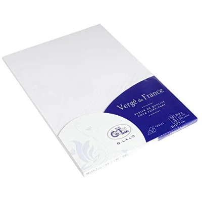 Image of Clairefontaine Ref 41000L G.Lalo Single Cards (Pack of 25) A4 (210 x 297mm) Sized, 210gsm Paper, PEFC Certified, Inkjet &amp; Laser Compatible Vergé de France White