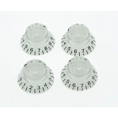Image of Dopro 4pcs Clear w/Black Number LP Guitar Bell Knobs Transparent Top Hat for Les Paul