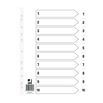 Image of Q Connect Index 1 10 Board Reinforced White (25 Pack)