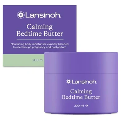 Image of Lansinoh Calming Bedtime Magnesium Butter for Pregnancy &amp; Postpartum 200 ml Cocoa Shea infused with Lavender Chamomile scents Hydrating Absorbs quickly