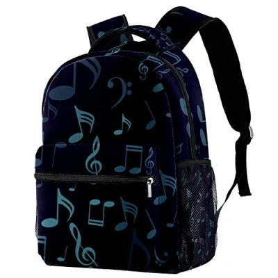 Image of Musical Symbols Music Notes Treble Clef Backpack Students Shoulder Bags Travel Bag College School Backpacks