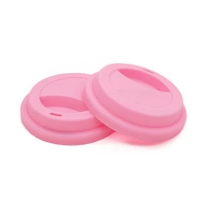 Image of NanTun Silicone Drinking Lid Spill Proof Cup Lids Reusable Coffee Mug Covers 2 Pcs Pink