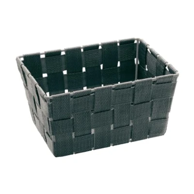 Image of WENKO Adria Long Bathroom Mini Basket, Polypropylene, Grey, 14 x 19 9 cm