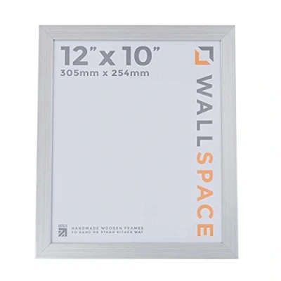 Image of Wall Space 12x10 Silver Frame Modern Wooden Photo inches 10x12 Picture Frames made from WOOD with REAL GLASS 12 x 10