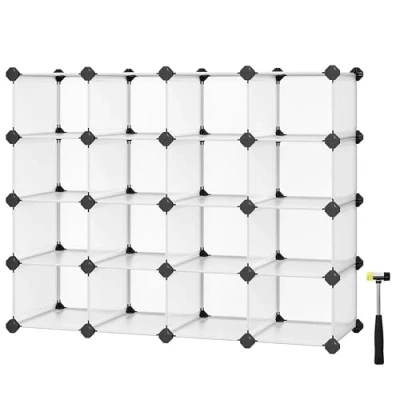 Image of SONGMICS Rack, Space Saving Slot Plastic Storage Organizer Unit, Shoe Cabinet, Ideal for Entryway Hallway Closet Garage, PP Sheet, ABS Connector, Metal Frame, 15 Cubes (11.8&quot; D x 43.8&quot; W 33.9&quot; H)