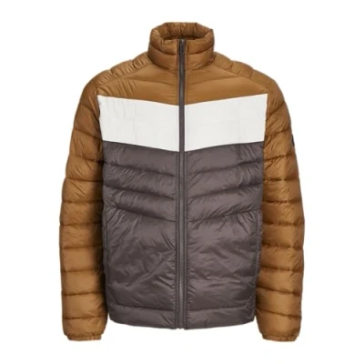 Image of JACK &amp; JONES Mens Quilted Jacket Windproof 100% Nylon Long Sleeve Outdoor Puffer for Men, Mulch Colour, Size S