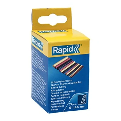 Image of Rapid 1.5 5mm Heat Shrink Tubes, 2:1 Ratio, Set of 72, Assorted Colours and Sizes, 24947400