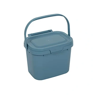 Image of Addis Everyday Kitchen Food Waste Compost Caddy Bin, 4.5 Litre, Air Blue, 518695