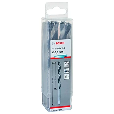 Image of Bosch Professional 10 Piece PointTeQ HSS Twist Drill Bit (for Metal, 8.6 x 81 125 mm, Driver Accessories)