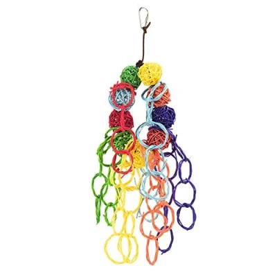 Image of Vine Ball &amp; Willow Rings Colourful Chew Parrot Toy
