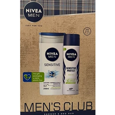 Image of Nivea Men Men&#039;s Club Sensitive Shower &amp; Deo Duo Gift Set
