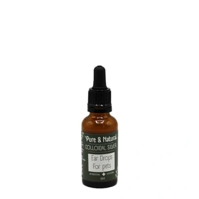Image of Pure &amp; Natural Colloidal Silver Dog Ear Drops Antifungal, Antibacterial for Dogs 30ml