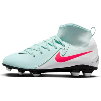 Image of Nike Performance JR Phantom LUNA II CLUB FG/MG Unisex Moulded stud football boots for kids, Size: 4, Mint/atomic red/off noir