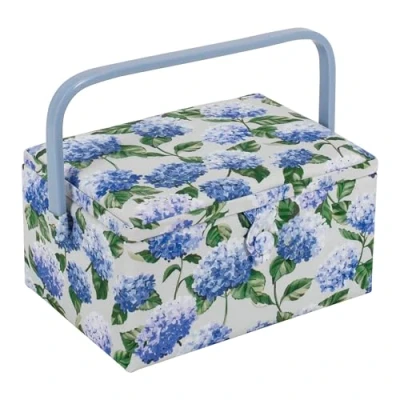 Image of Hobby Gift Exclusive Medium Sewing Craft Storage Box, Accessories Tray Pin Cushion Pocket PVC Handle 18.5 x 25.5 14.5cm, Hydrangea