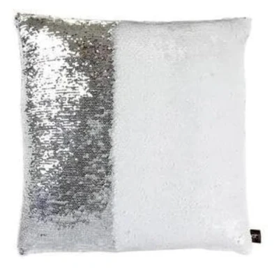 Image of ARA CHOICE 16&quot; Magic Mermaid Pillow Case Reversible Sequin Glitter Cushion Cover Decorative Sofa Soft PillowCase Home Décor for Bedroom (White &amp; Silver)