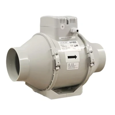 Image of Blauberg UK Turbo 100 Mixed Flow in Line Extractor Fan, 80 W, 240 V, Grey, 4&quot; / mm Standard