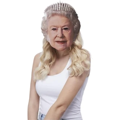 Image of Smiffys The Queen Printed Card Mask, Union Jack Fancy Dress, Dress Up Masks