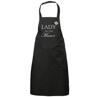 Image of 60 Second Makeover Limited Lady Of The Manor Black Apron Novelty Gift Chef Kitchen Present Mothers Day