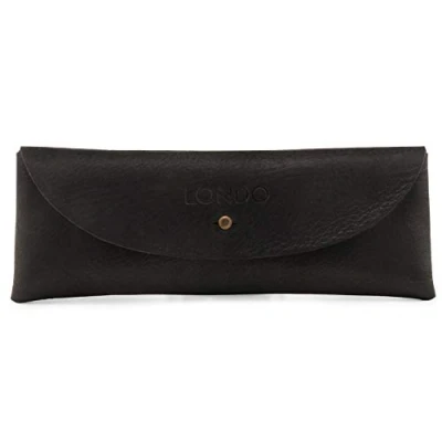 Image of LONDO Genuine Leather Retro Pen and Pencil Case Metal Snap Fastener, Pouch Stationery Bag