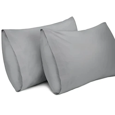 Image of Lirex 2 Pack Pillow Cases, 100% Cotton 400 Thread Breathable Pillowcases Covers, 50 x 75 cm Queen Size, Dark Grey