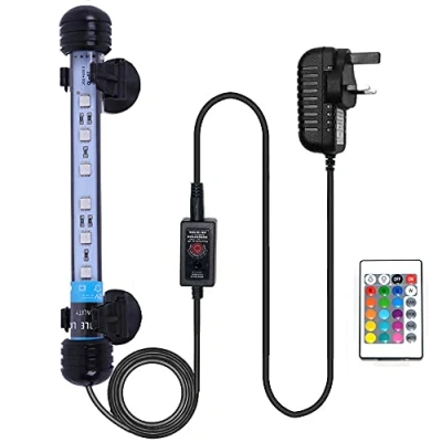 Image of VARMHUS Submersible LED Aquarium Light, 18 cm Underwater Fish Lamp Waterproof Lighting for Tank with Remote Control (RGB Color)