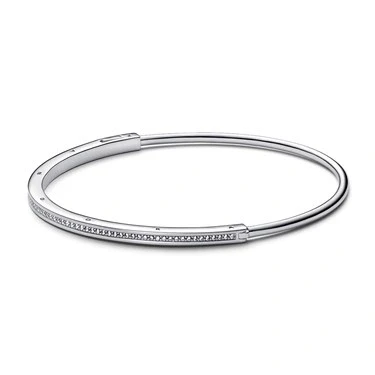 Image of Pandora Silver Signature I D Pavé Bangle 17cm
