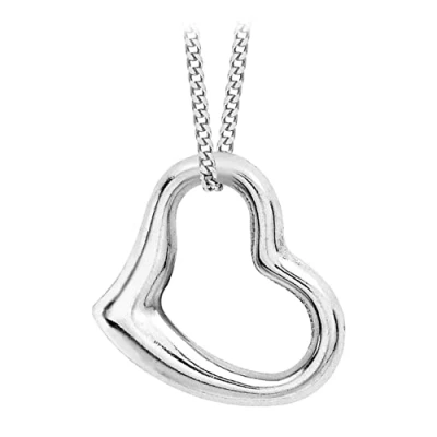 Image of Carissima Gold Women&#039;s 9 ct White 12 x 10 mm Heart Slider Pendant on 0.7 Diamond Cut Curb Chain Necklace of Length 46 cm/18 Inch