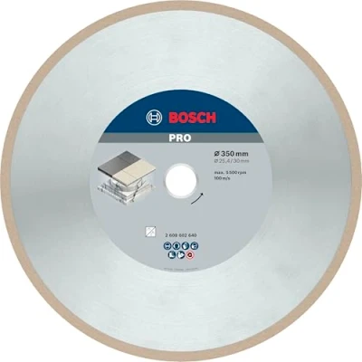 Image of Bosch 1x PRO Ceramic Diamond Cutting Disc for Bore 25.4 and Tile Cutters (for tiles, Hard Ø 350 mm, Professional Accessory Table Saw)