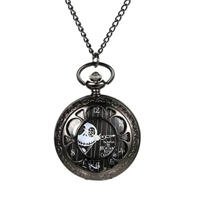 Image of JewelryWe Nightmare Before Christmas Pocket Watch Vintage with Chain Men Women Necklace for Xmas