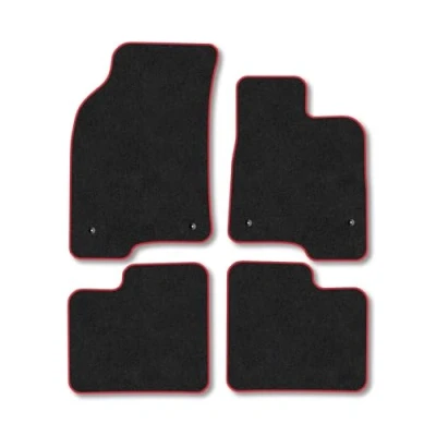 Image of Car Mats Compatible with Fiat Panda (2015 ) Tailored Fit Red Carpet Floor Set Accessory Custom 4 Pieces Anti Slip Backing &amp; Binding Trim Edge