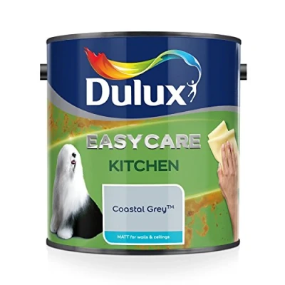 Image of Dulux Easycare Kitchen Matt Emulsion Paint For Walls And Ceilings Coastal Grey 2.5 Litres