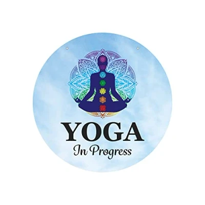Image of Yoga In Progress Sign Chakra Symbols, Namaste, Door Plaque, Teacher Gift, Class