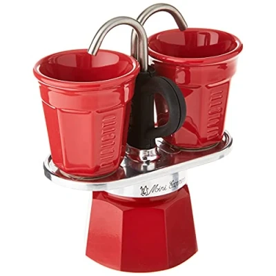 Image of Bialetti Mini Express Double Serve Coffee Maker (2 Cups &amp; 2 Cup Maker) Red