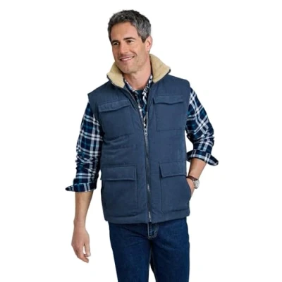 Image of Pegasus Men&#039;s Outerwear Gilet Sherpa Lined Padding for Superior Warmth and Protection Navy