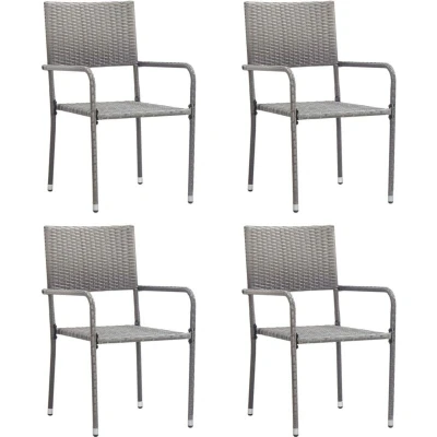 Image of vidaXL Garden Dining Chairs 4 pcs Stackable Grey Poly Rattan