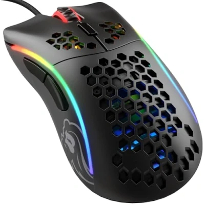 Image of Glorious Gaming Model D (Small) Wired Mouse 61g Superlight Honeycomb Design, RGB, Ergonomic, Pixart 3360 Sensor, Omron Switches, PTFE Feet, 6 Buttons Matte Black
