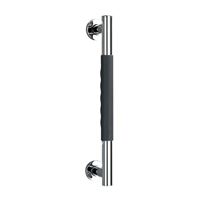 Image of WENKO Secura Stainless Steel Wall Grab Rail 40.5 cm Bathroom Safety Handle for Bath or Toilet Silicone x 5 9 Anthracite