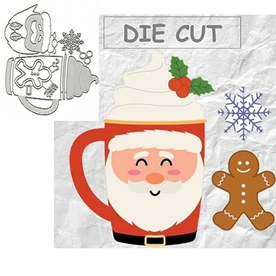 Image of Christmas Gingerbread Man Metal Die Cuts,Merry Christams Snata Snowflake Cutting Dies Cut Stencils DIY Scrapbooking Decorative Embossing Paper Card Making