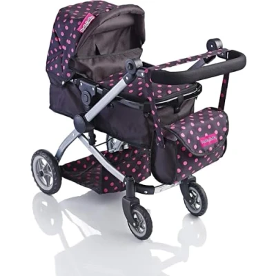 Image of Molly Dolly 2 in 1 Deluxe Dolls Pram Pushchair Stroller For Girls
