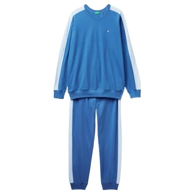 Image of United Colors of Benetton Men&#039;s Pig(Shirt+Pant) 30964p026 Pajama Set, Bluette 3m6, M
