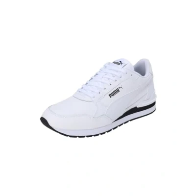 Image of Puma ST Runner V4 Unisex Trainers, Size: 9.5, White/black Leather