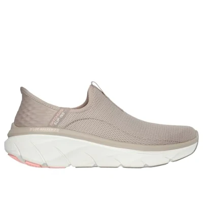 Image of Skechers Women&#039;s D&#039;LUX Walker 2.0 Happy Step, Taupe Mesh/Coral Trim, 6 UK