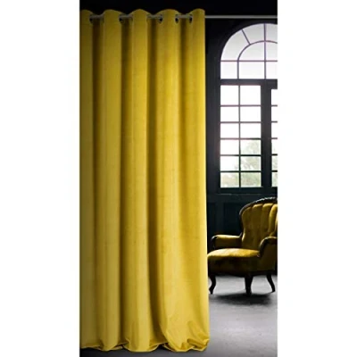 Image of Eurofirany Soft Plain Opaque Velvet Curtain with Eyelets 1 Unit, Thick Fluffy Panel Drape Classic Glamour Elegant Living Room Bedroom, Mustard, W55&#039;&#039; x L98&#039;&#039;