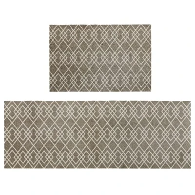 Image of JVL &#039;Mega Machine Washable Doormat and Runner, Diamond Trellis
