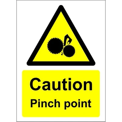 Image of Caution Pinch Point Safety Sign Self Adhesive Sticker 150mm x 200mm