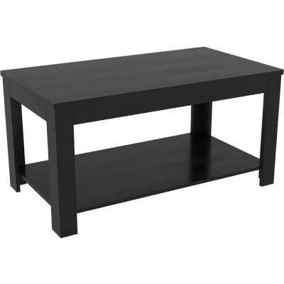 Image of AVF Calibre Coffee Table Black Oak Effect Side with Shelf. Perfect for Living room, Lounge, Bedroom. 90cm x 50cm 44.7cm high
